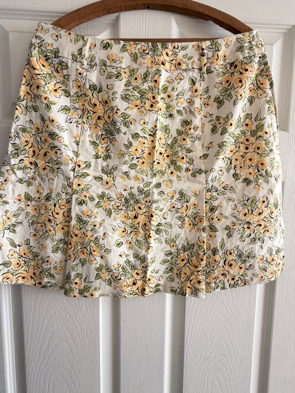 LOFT Yellow Floral Mini Skirt on White